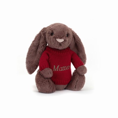 Jellycat Bashful Fudge Conejo with Red Jumper | OXGF-53764